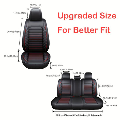 Car Seat Covers Full Set – 5-Seat PU Leather Airbag Compatible Universal Fit Sedan SUV Truck Waterproof with Front Storage Bag & Detachable Armrest