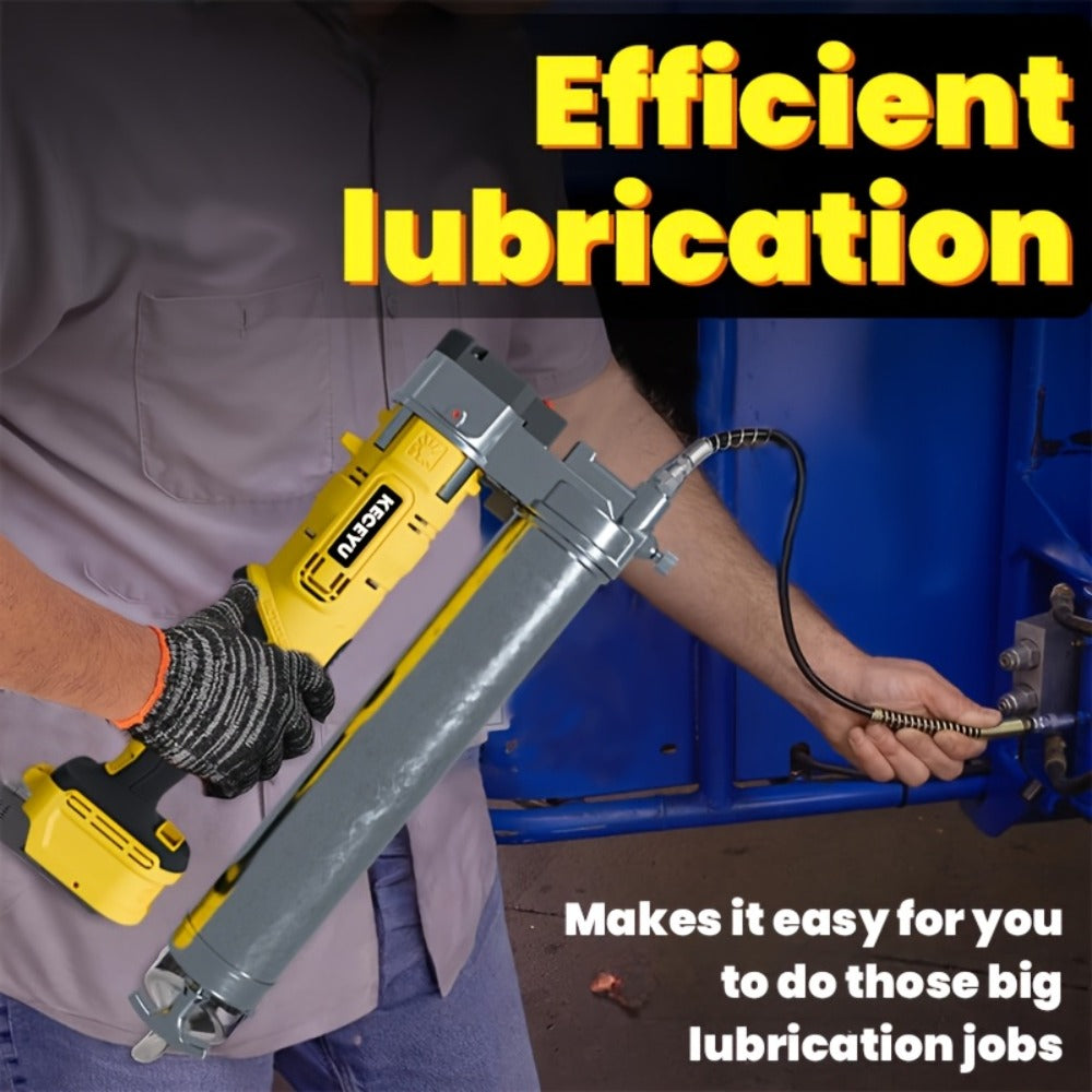 Cordless Grease Gun 10000 PSI Electric Grease Gun Kit with 2 Batteries Charger 39.4 Inch Flexible Hose LED Light Battery Powered for Automotive Garage Farm Equipment Yellow Red