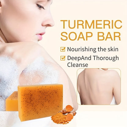 Turmeric and Kojic Acid Bar Soap, 12-Pack of 100g Bars with Lemon and Honey Labels plus Bubble Net