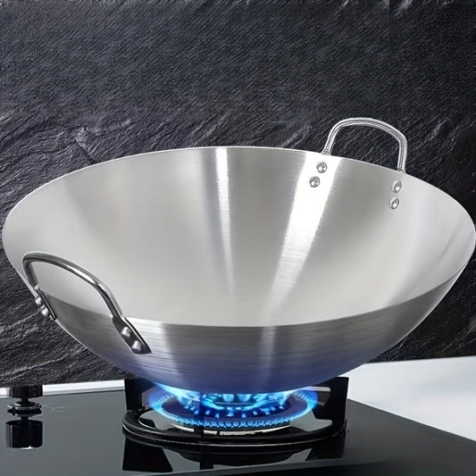 Stainless Steel Wok & Frying Pan – Non-Stick Cooking Surface, Ergonomic Handle, Compatible with Gas, Induction & Electric Stovetops, Extra Thick & Deep, Easy to Clean