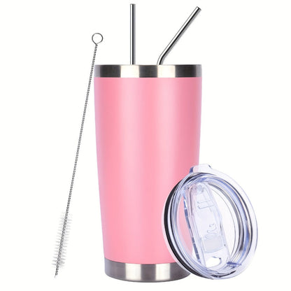 Stainless Steel Insulated Tumblers with Lid and Straw Bulk 20oz 304 Double Wall Vacuum Travel Mug for Hot Iced Coffee Drinks Water Cup Set 8pcs 12pcs 24pcs White Navy Blue Red Silver Black Mix