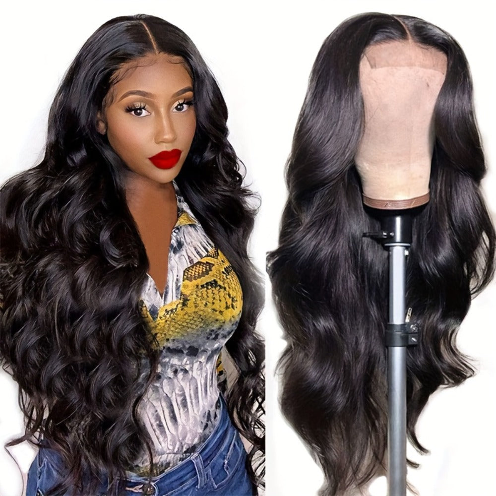 Synthetic Wig 28-Inch Big-Wave Curly Headband Style in Dark Brown or Black for Parties and Weddings