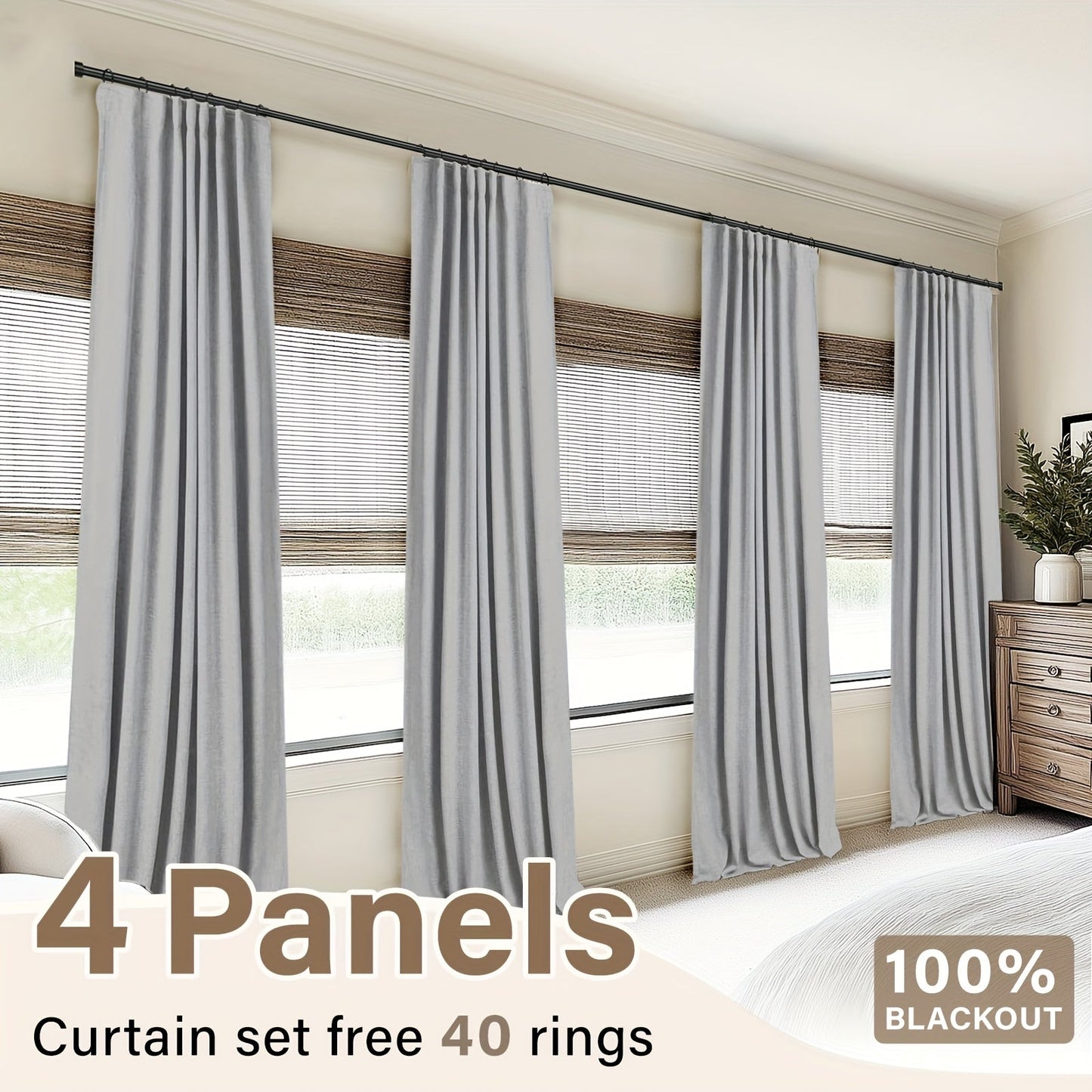 Four-Panel Textured Window Curtain Set in Ten Colors and 50-Inch Width with Four Exact Length Options