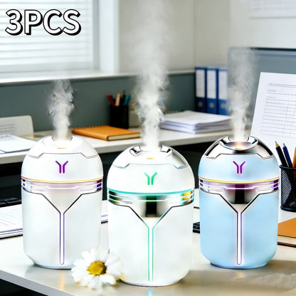 Humidifier 3-Piece Mini Set with Adjustable Spray, Color Lighting and White-Blue Combinations