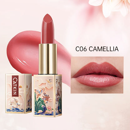 Lip Balm CATKIN Tinted Stick with Five Named Shade Options, Glossy Finish and Floral Packaging