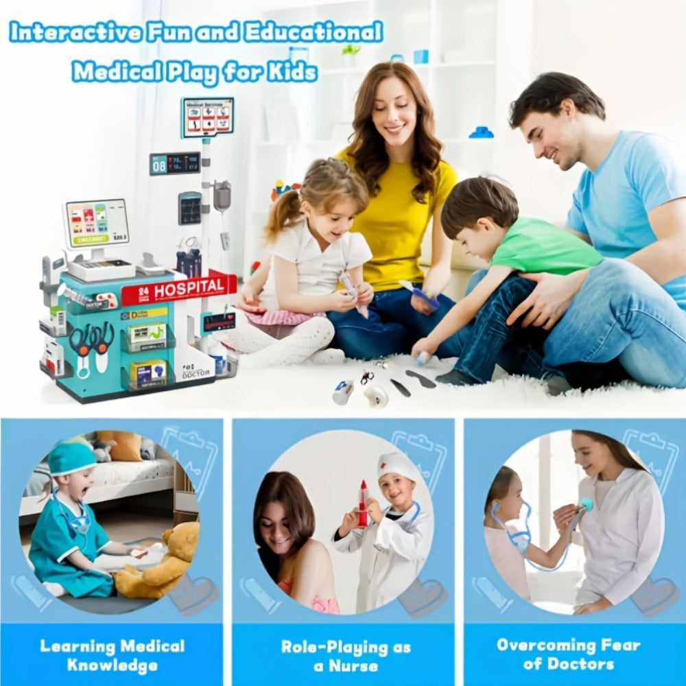 Doctor Play Set for Kids 49 PCS – Role Play Medical Station & Cashier Toy Kit for Boys Girls | Pretend Doctor Nurse Cashier | Parent-Child Interactive Learning Toy | Best Birthday Christmas Gift Ages 3+