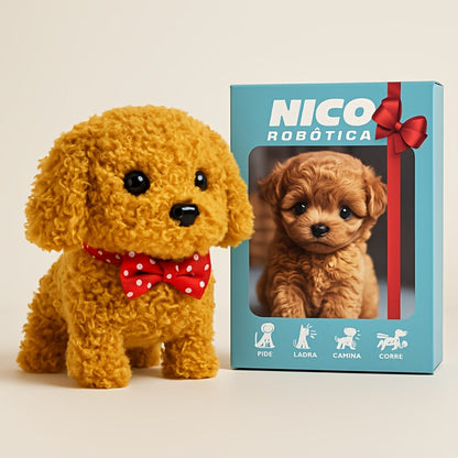 Electronic Plush Puppy Toy Walks Barks Wags Tail, Realistic Robotic Teddy Poodle Dog Stuffed Animal with Gift Box for Kids Toddlers