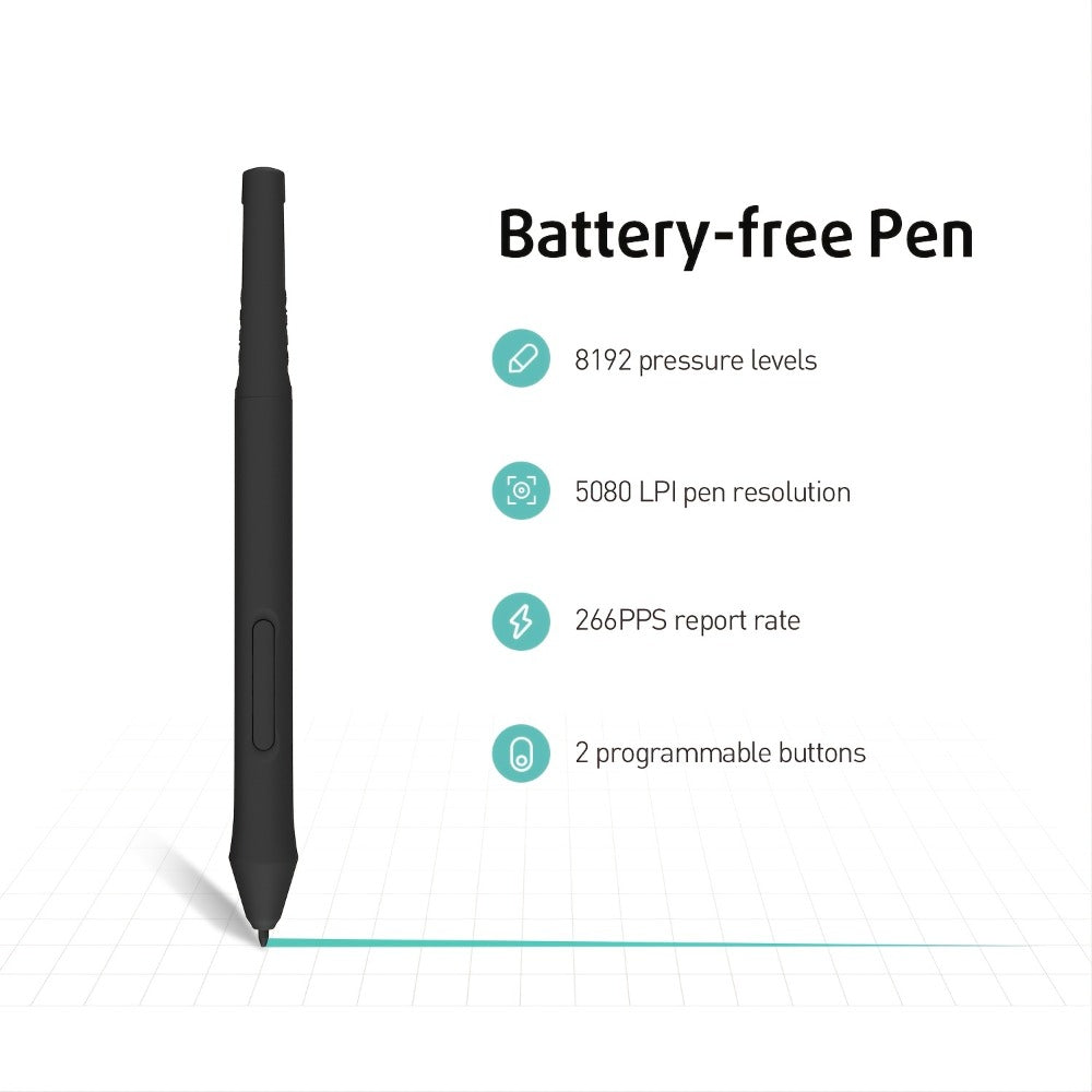 Drawing Tablet XENX 8192 Pressure Levels Battery-Free Stylus 5080 LPI 266 PPS 2 Programmable Buttons Compatible with Android Mobile Windows Mac Portable Pen Tablet for Digital Art Animation Design