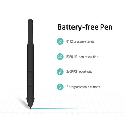 Drawing Tablet XENX 8192 Pressure Levels Battery-Free Stylus 5080 LPI 266 PPS 2 Programmable Buttons Compatible with Android Mobile Windows Mac Portable Pen Tablet for Digital Art Animation Design