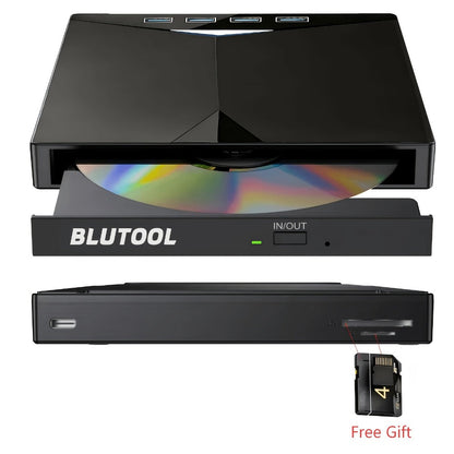 7-in-1 External DVD Drive USB 3.0 with 4 USB Ports & Dual TF/SD Card Reader - High-Speed CD/DVD Burner for Laptop Mac PC, Compatible with Windows 11/10/8/7, Linux, Plug and Play, Office Travel