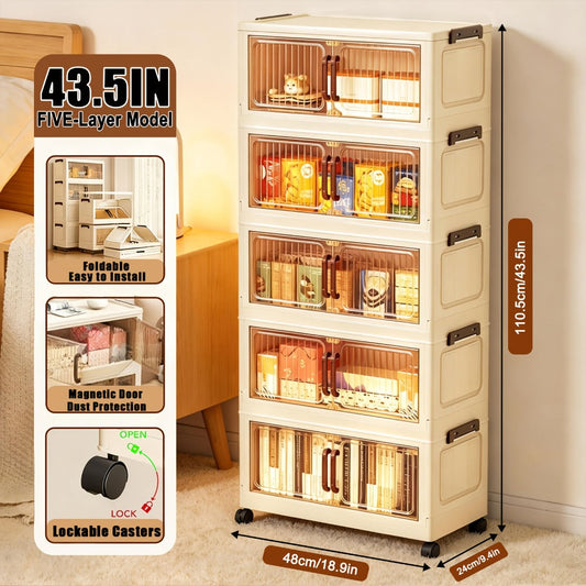 Acrylic Display Cabinet with Clear Door – Dust-Proof Blind Box Figure Showcase Shelf for Mini Toys Collectibles, 2/4/5 Layer Curio Display Case for Living Room Retail Home Decor