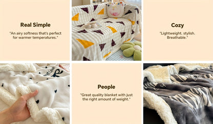 400-450 GSM Flannel Blanket with Plush-Look Lining, 16 Pattern Choices and Four Size Labels