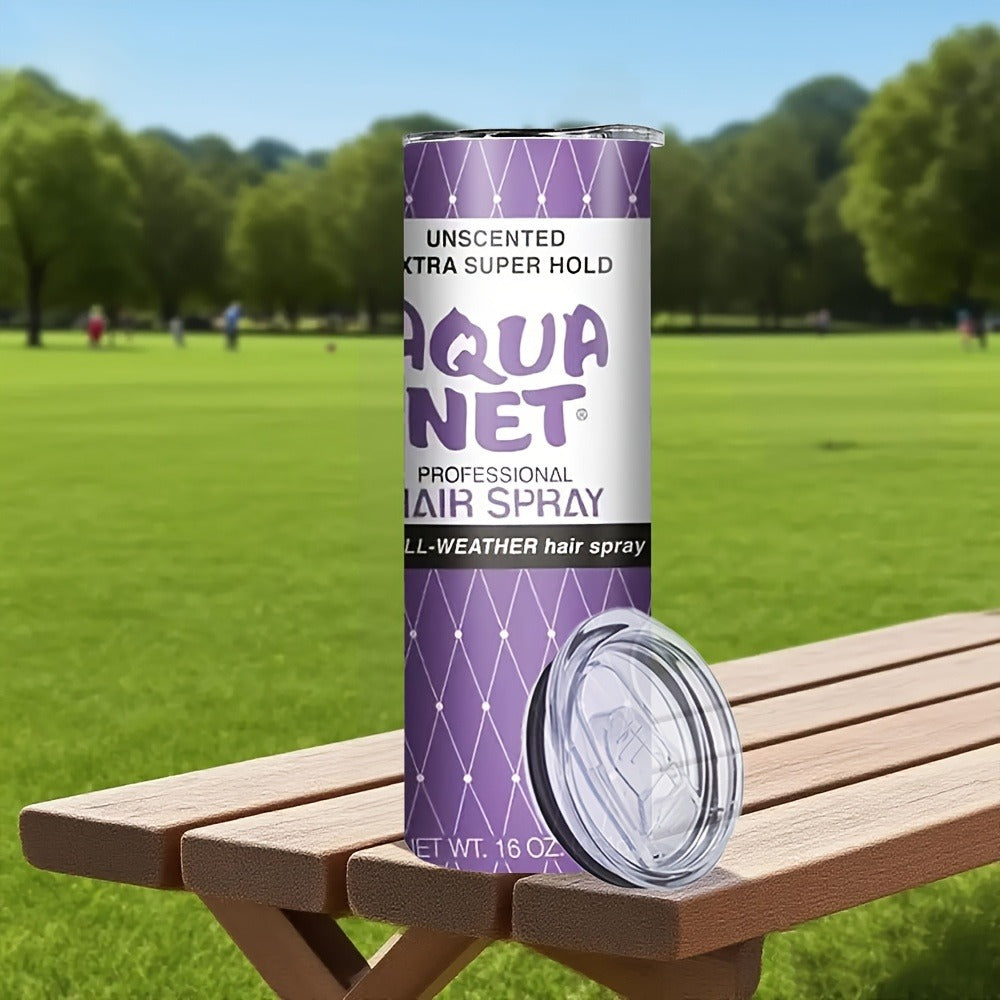 Insulated Tumbler Drinkware by SAXUMOUT, 20oz Stainless Steel Cup with Lid, Straw and Purple Retro Graphic