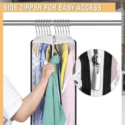 Transparent Zippered Garment Bag Covers in a Three-Piece Set with 32-, 40-, 50- or 60-Inch Sizes