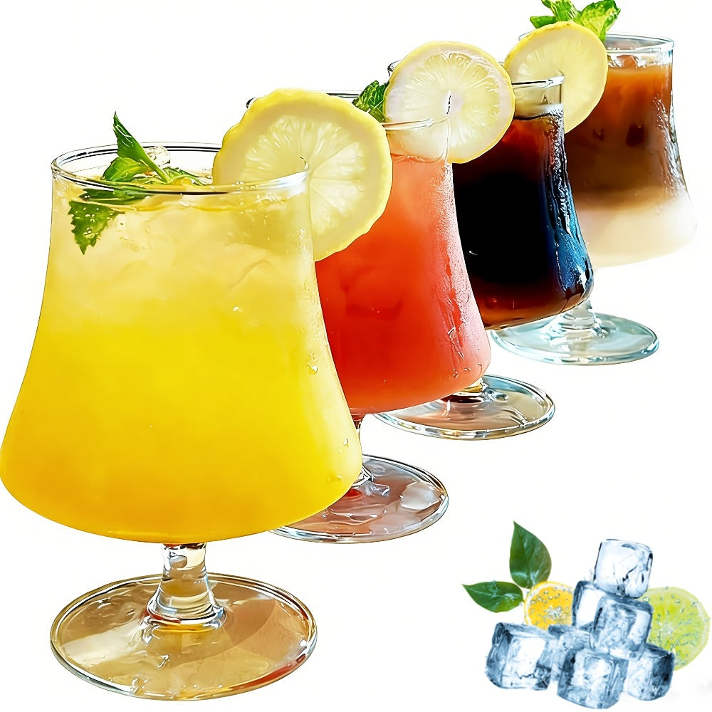 Four-Piece Short-Stem Cocktail Glass Set with Flared Clear Bowls and Rounded Bases for Home Bar Service