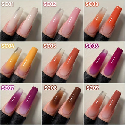 4-in-1 Pat Ombre Gel Nail Polish 9 Colors Gradient Stamping Painting Rub Powder – Solid Varnish for DIY French Manicure & Salon Nail Art, Chrome Glitter Effect for Women by UR SUGAR