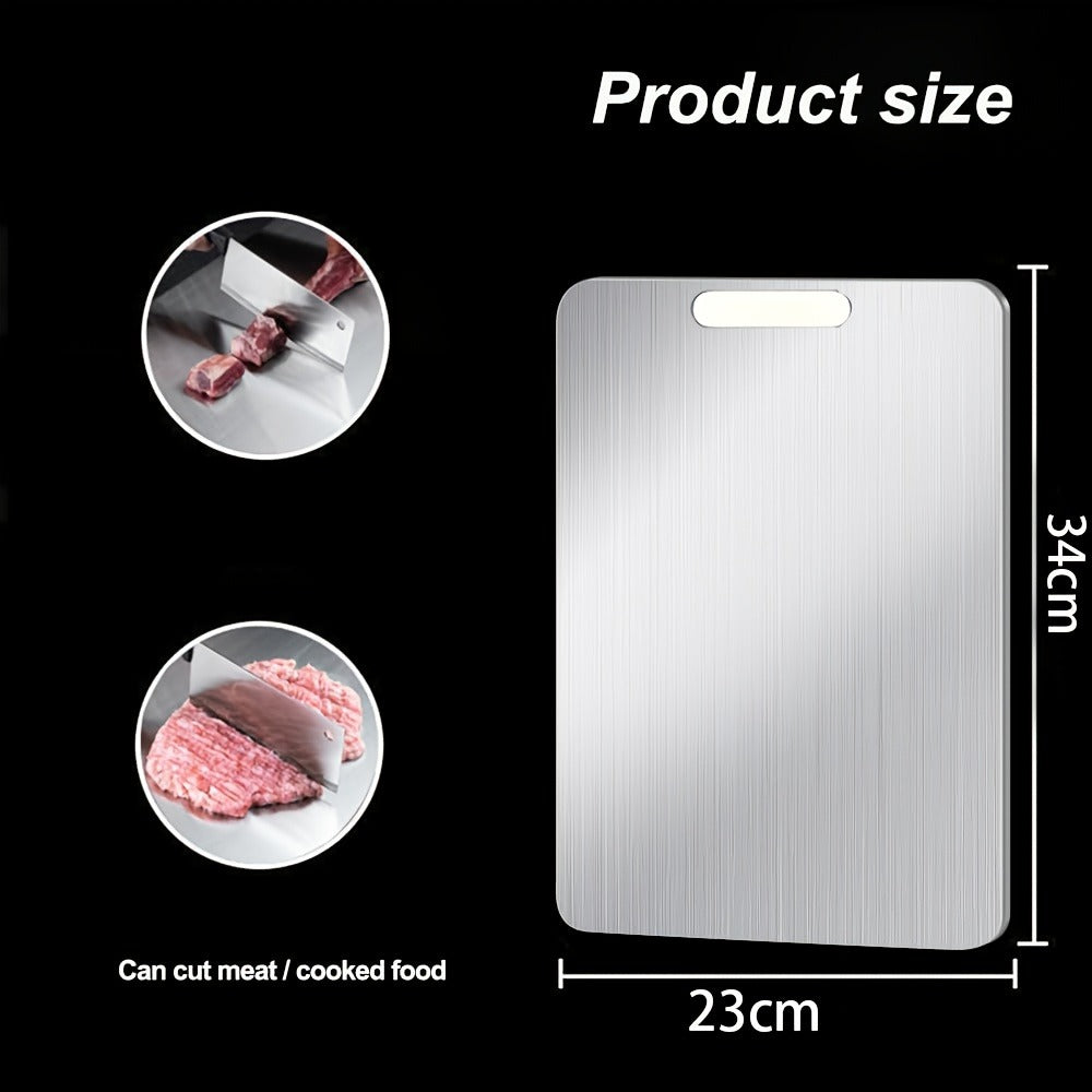 Cutting Board Compact Stainless Steel Double-Sided Prep Surface with Handle, 9.06 x 13.39 Inches