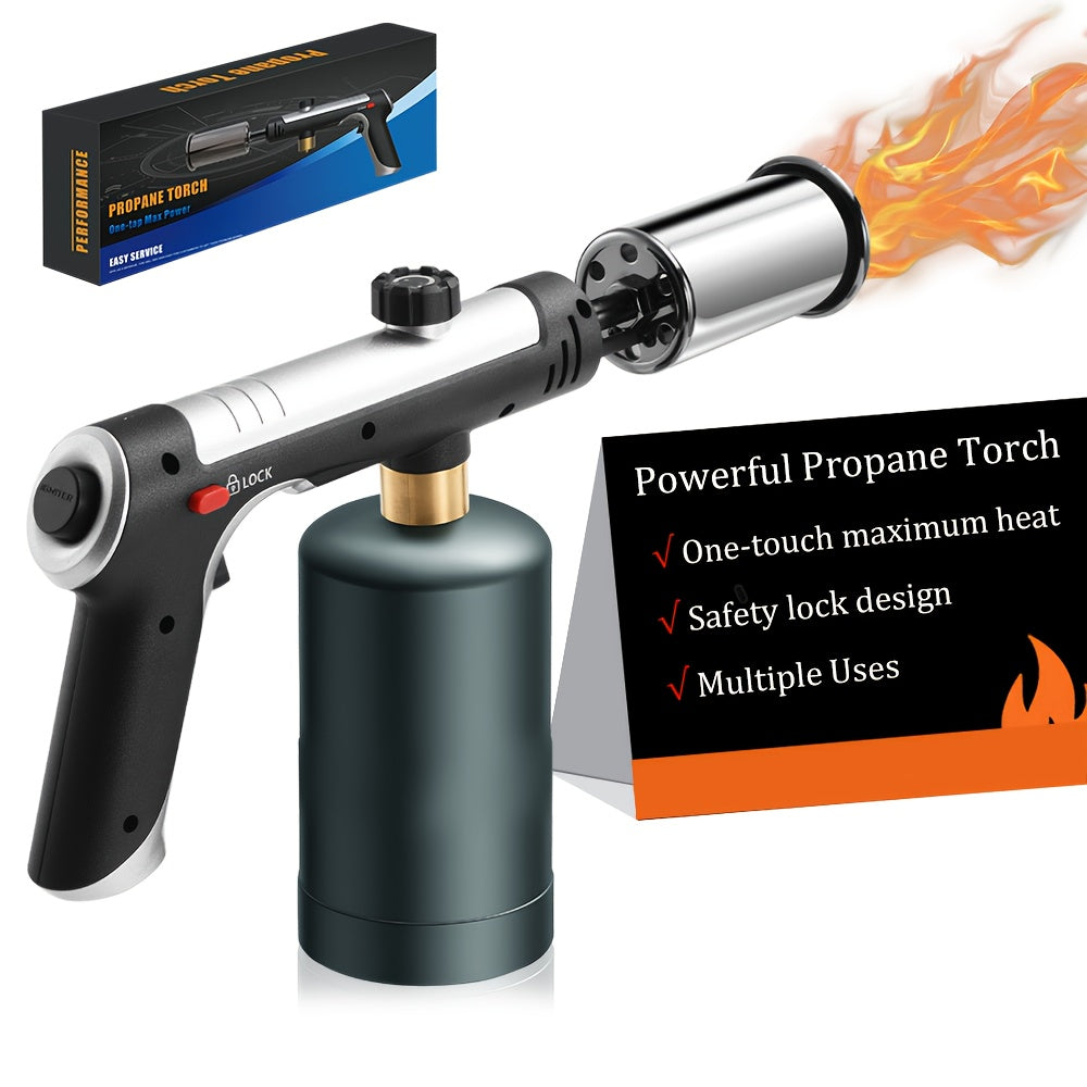Handheld Propane or MAPP Torch with Trigger Ignition, Flame Control and Black or Golden Finish