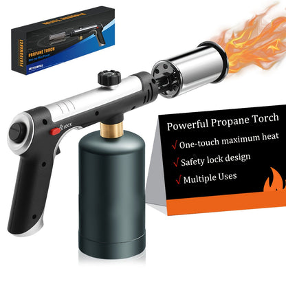 Handheld Propane or MAPP Torch with Trigger Ignition, Flame Control and Black or Golden Finish