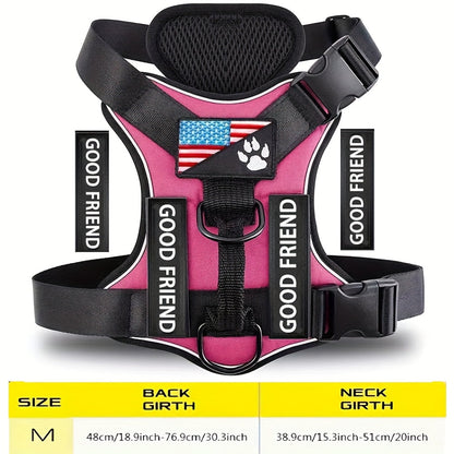 Five-Patch Dog Vest Harness in Black, Red, Rose Red, Grey or Green with XS-to-XL Sizes Pictured