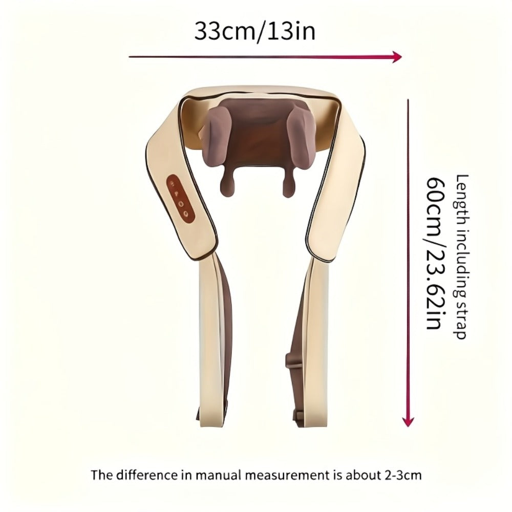 6-Node Wireless Neck and Shoulder Massager with Heat, Hands-Free Straps and Beige or White Color Options