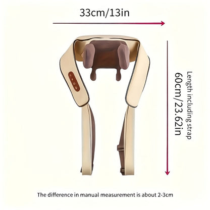 6-Node Wireless Neck and Shoulder Massager with Heat, Hands-Free Straps and Beige or White Color Options