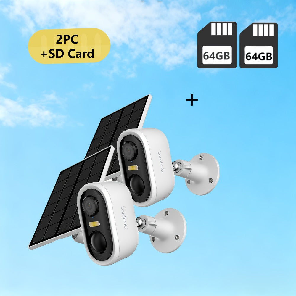 3MP Battery Outdoor Security Camera with Optional Solar Panel and Two- or Four-Camera 64GB Card Kits