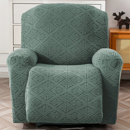 Stretch Recliner Chair Cover 4-Piece Slipcover Non-Slip Elastic Recliner Protector Polar Fleece Jacquard Fabric Pet Scratch Proof Easy Install for Lazy Boy Recliner