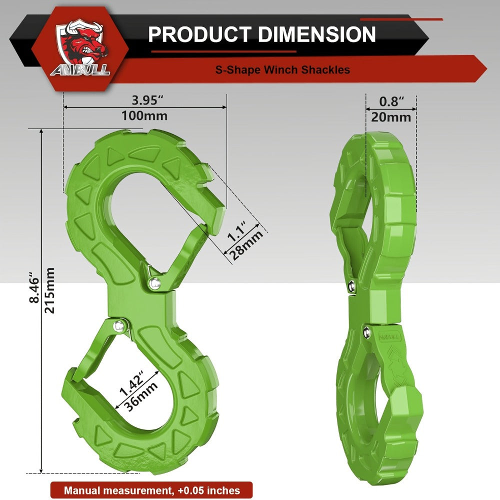 Off-Road Recovery Winch Hook D-Ring Shackle 3/8" 35,000 LB G80 Heavy Duty Quick Release Tow Hook for RV Truck 4x4 Vehicle - Red & Black