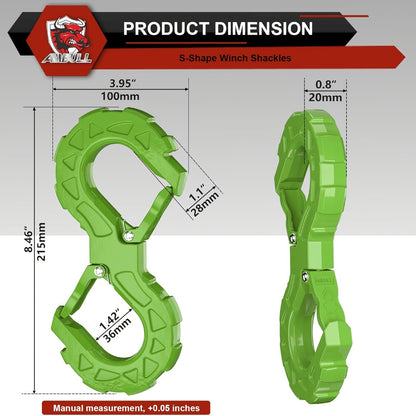 Off-Road Recovery Winch Hook D-Ring Shackle 3/8" 35,000 LB G80 Heavy Duty Quick Release Tow Hook for RV Truck 4x4 Vehicle - Red & Black