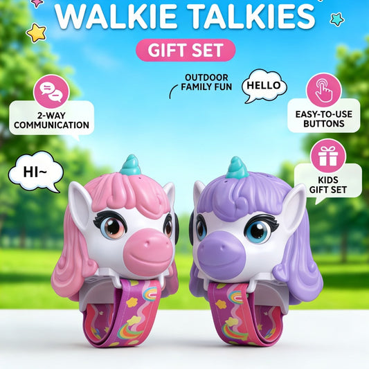 Unicorn Walkie Talkies for Kids 2 Pack, Glow in the Dark, Long Range 2-Way Radio Toy for Boys & Girls Ages 3-12, Outdoor Adventure Camping Hiking, Birthday Christmas Halloween Back to School Gift, Pink & Purple