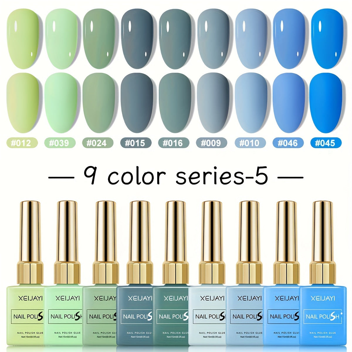 Gel Nail Polish XEIJAYI 9-Piece Fall-Winter Sets in 7 Numbered Palettes with LED Cure for Nail Art