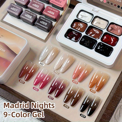 Gel Nail Polish 9-Color Mini Grid Sets for Ombre and Patting Art in 5 Curated Collection Options