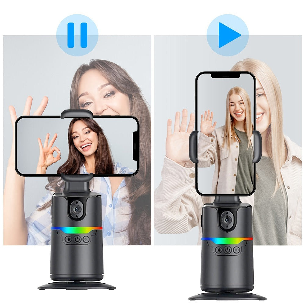 360° Auto-Tracking Phone Holder with Detachable Remote, Rechargeable Battery and Tripod Mount
