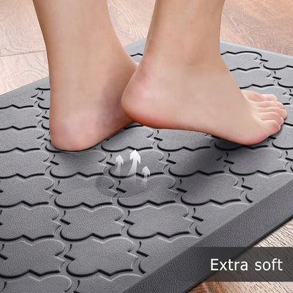 Cushioned Kitchen Standing Mat in Gray or Black with 17.3 x 29.5 and 17.3 x 47-Inch Size Options