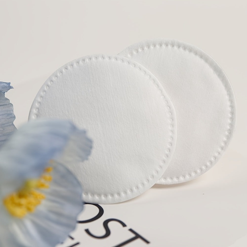 Round Cotton Makeup Remover Pads in 300- or 600-Count Packs with 5.8 cm Diameter and Stitched Edges