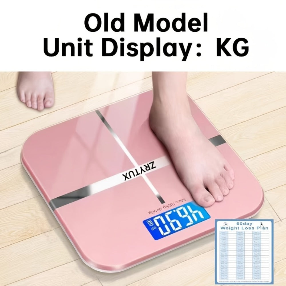 Square Digital Bathroom Scale in Black or Pink with Basic, No-Battery and USB-Charging Options