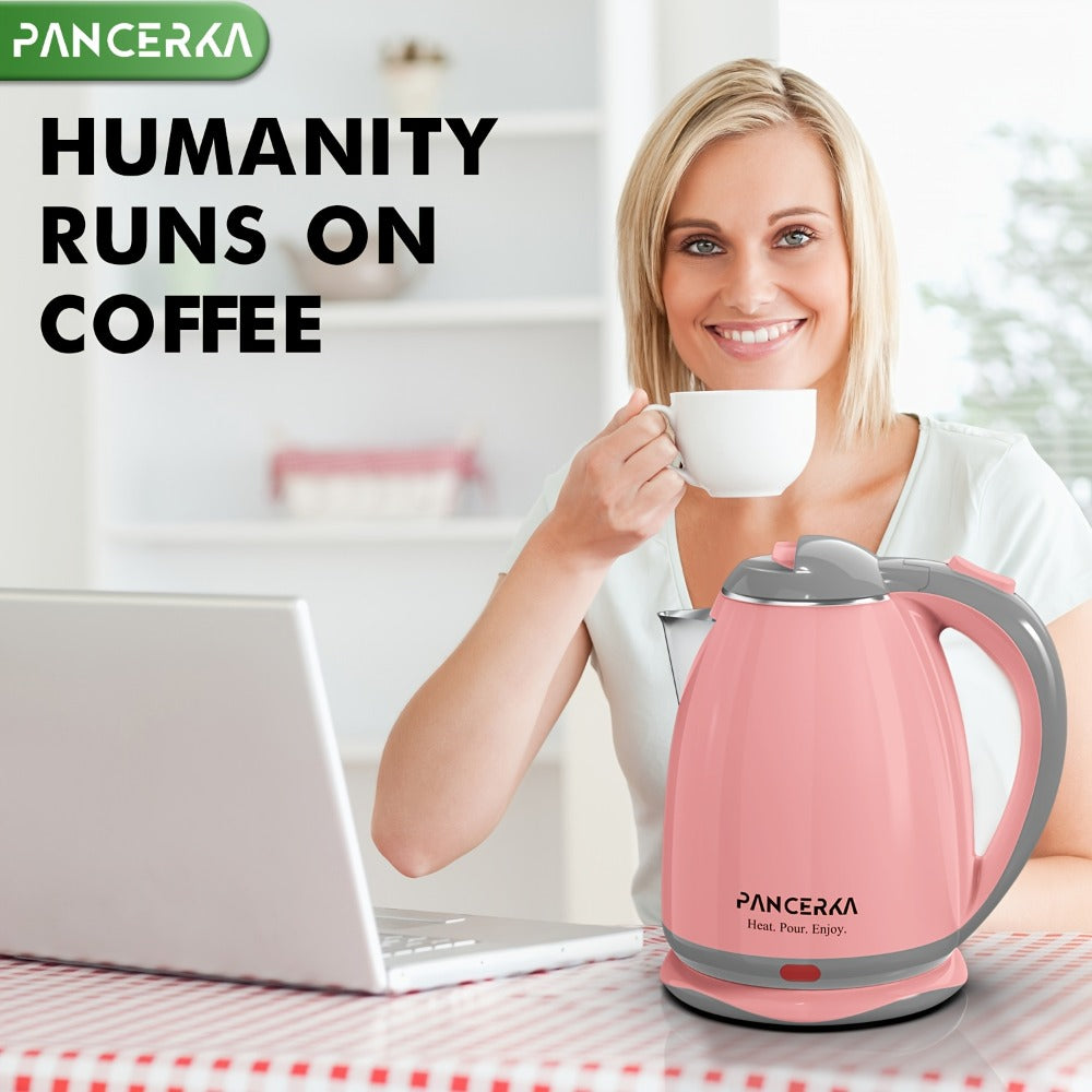 PANCERKA 1.8L Electric Kettle with 1000W Heating and Stainless Steel Interior in Pink or White