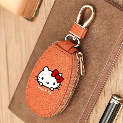 Hello Kitty Key Bag Car Key Organizer – Compact Keychain Pouch with Golden Zipper, Multi-Functional Key Storage Wallet, Cute Sanrio Accessories for Women, Black / Pink / Burgundy / Light Brown