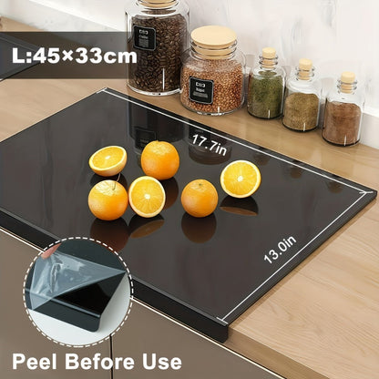 Acrylic Cutting Board with Counter Lip - BPA-Free Food-Safe Clear & Black Kitchen Chopping Board 60% Thicker Non-Slip Countertop Protector for Home and Professional Use