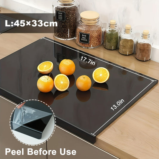 Cutting Board Acrylic Counter-Lip Surface in Black or Clear, Two Sizes and Standard or Thickened Options