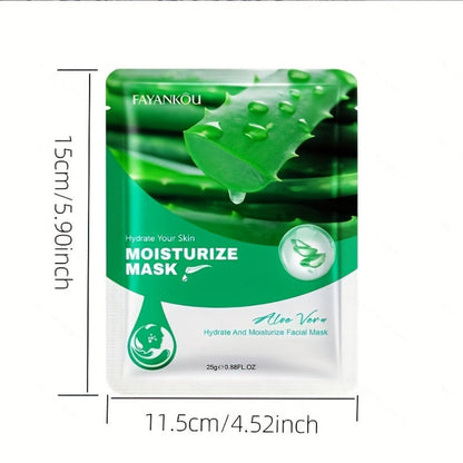 Aloe Vera Sheet Mask 30-Pack with 25g Individual Pouches and Aloe Vera and Glycerin Labels