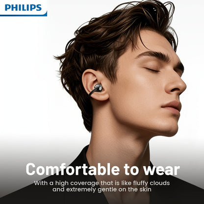 Philips TWS Ear Clip Sport Headset Hi-Fi Bass Stereo HD Calls Earhook Wireless Bluetooth for Music Gaming Business iOS Android Gift for Couples Valentine Black Gold
