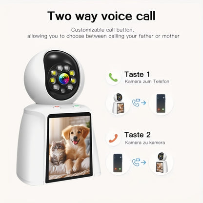 Security Camera 1080P Pet Monitor with 3-Inch Screen, Video Calling, Two-Way Talk and 1 or 2 Pack