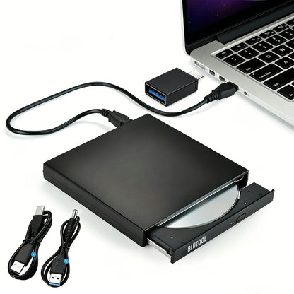 USB External DVD Drive with Storage Bag - Portable CD DVD-ROM CD-RW DVD-RW Burner Recorder Player for Laptop Desktop PC, Plug and Play, No Driver Needed, USB 2.0 High Speed