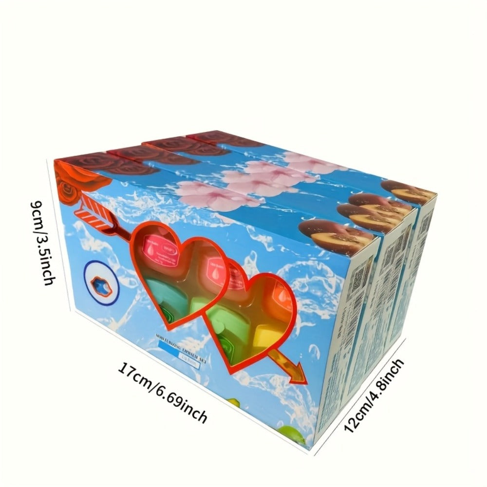 32-Piece Mini Pot Lip Balm Set with Eight Pictured Colors in Four Boxed Assortments and Heart Carton