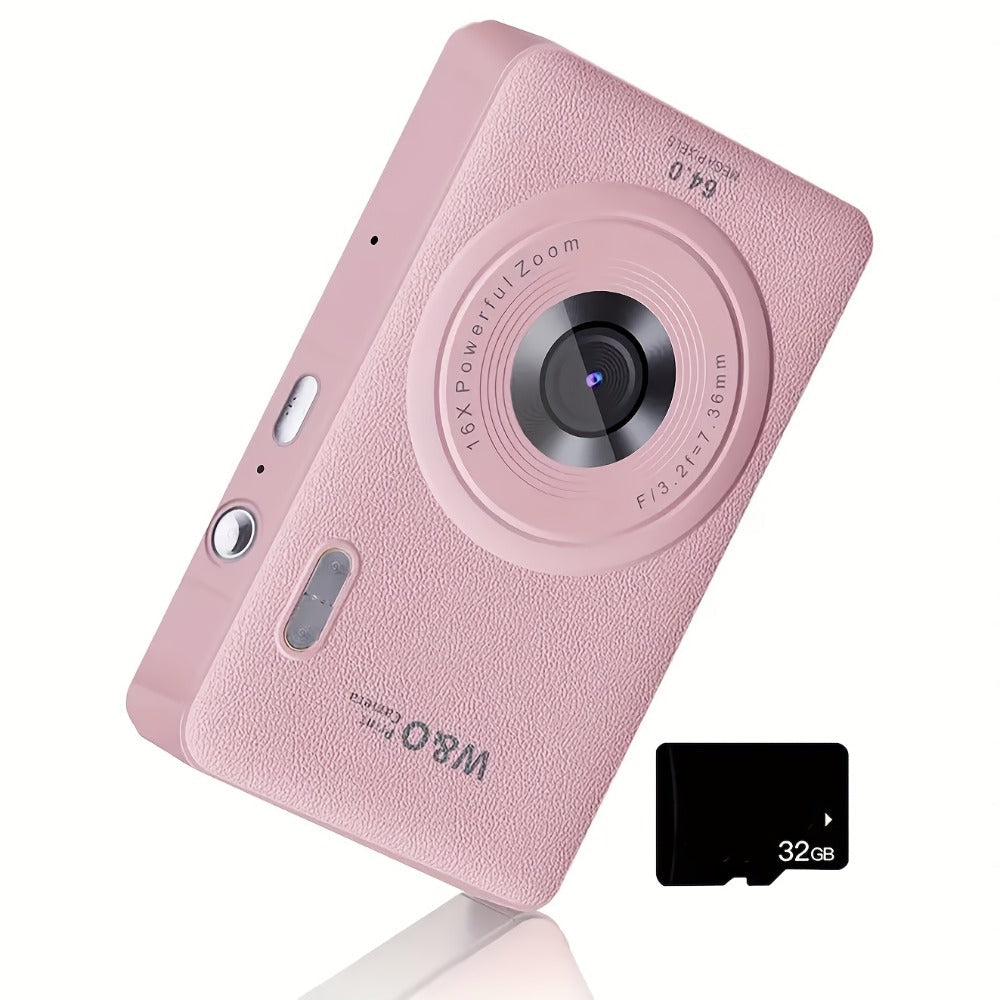 Digital Camera W810 with 64MP Capture Marking, 1080P Video, 16X Digital Zoom, 2.4-Inch Screen and 32GB Card
