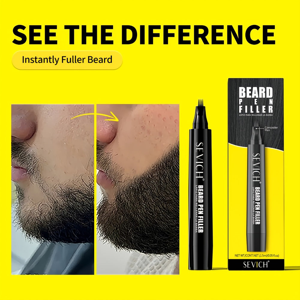 Beard Filler Pencil with Brush — Waterproof Long-Lasting Beard Pencil for Fuller Thicker Beard | Fills Sparse Patchy Beard & Mustache | Men's Grooming Tool | Black & Dark Brown | 1pc or 2pcs