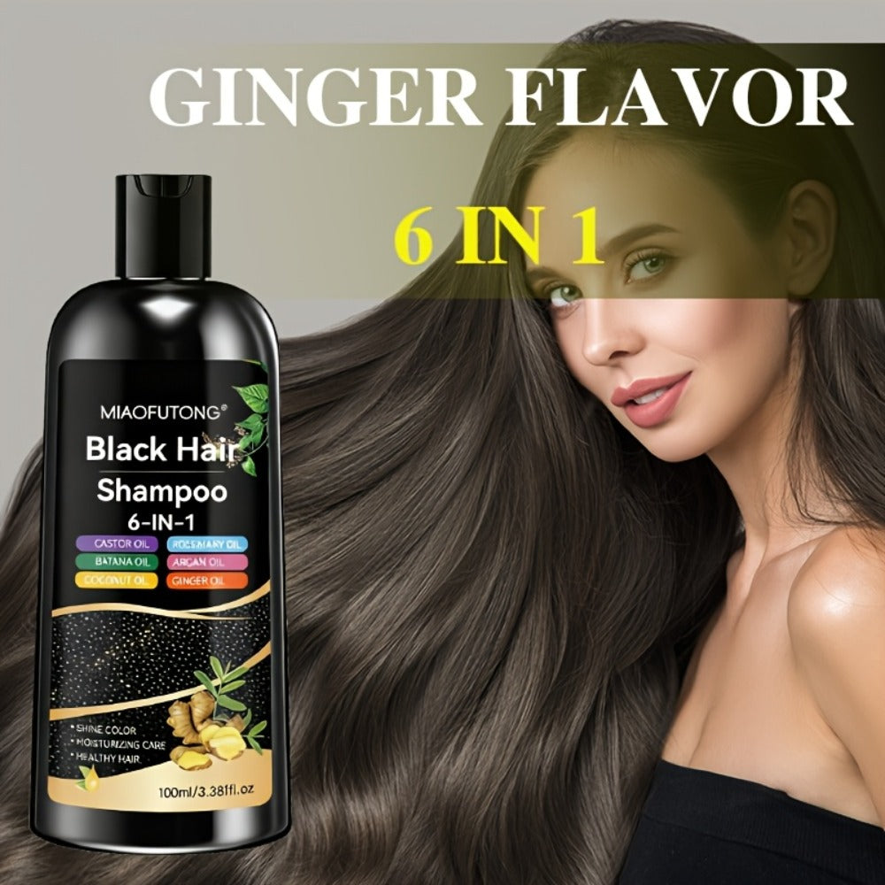 Hair Color Shampoo, MIAOFUTONG 6-in-1 100ml Black Color Bottle with a Single-Bottle Option