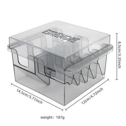 Clear 8-Slot Barber Tool Organizer Box with Lid for Clipper Guards, Combs and Grooming Accessories